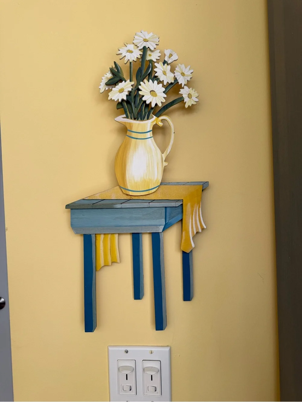 Yellow & Blue Daisy Vase Wall Decor